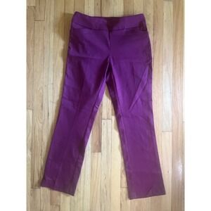 Croft & Barrow Effortless Stretch Pants Burgundy Straight Leg Women 10 Regular